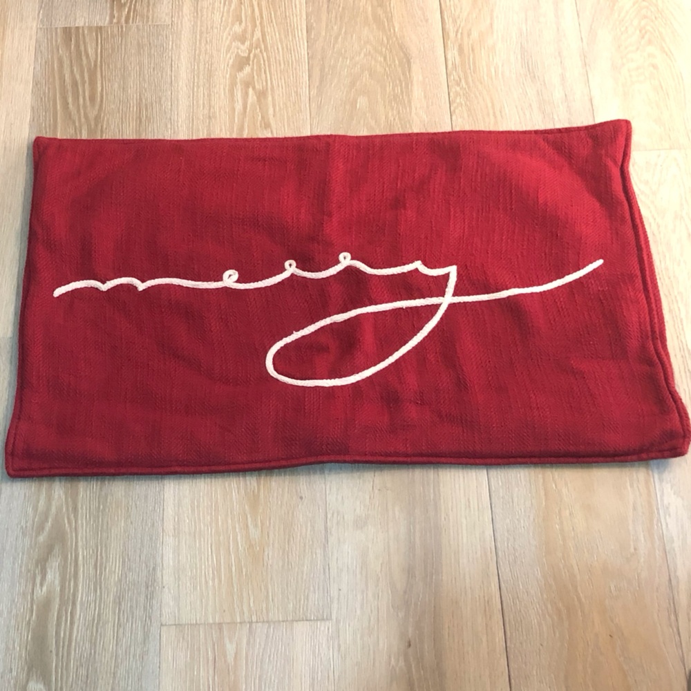 Pottery Barn red merry Limbar Pillow Cover 16” x 26”